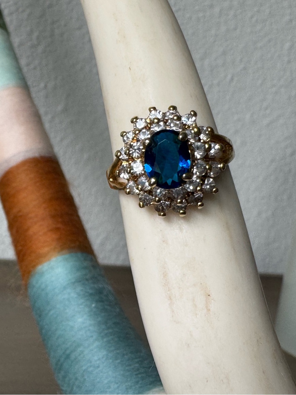 Sapphire and CZ Cocktail Ring